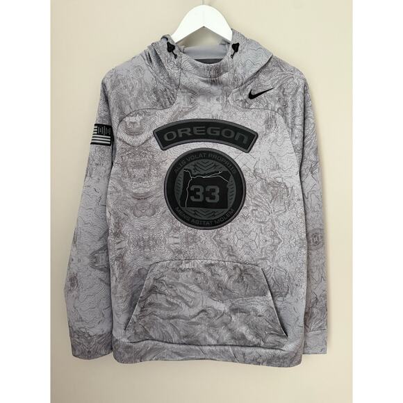 Nike Oregon Ducks Hyperspeed Troop 33 Hoodie Large L Camo Therma Fit Sweatshirt